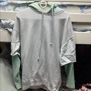 Tricia Fix Men's Gray and Mint Hoodie Sweater